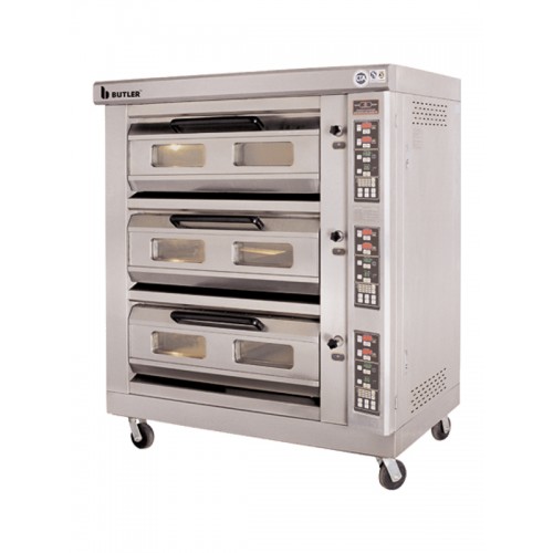 Three Deck Electric Oven With Steam, Computer Control & 6 Trays